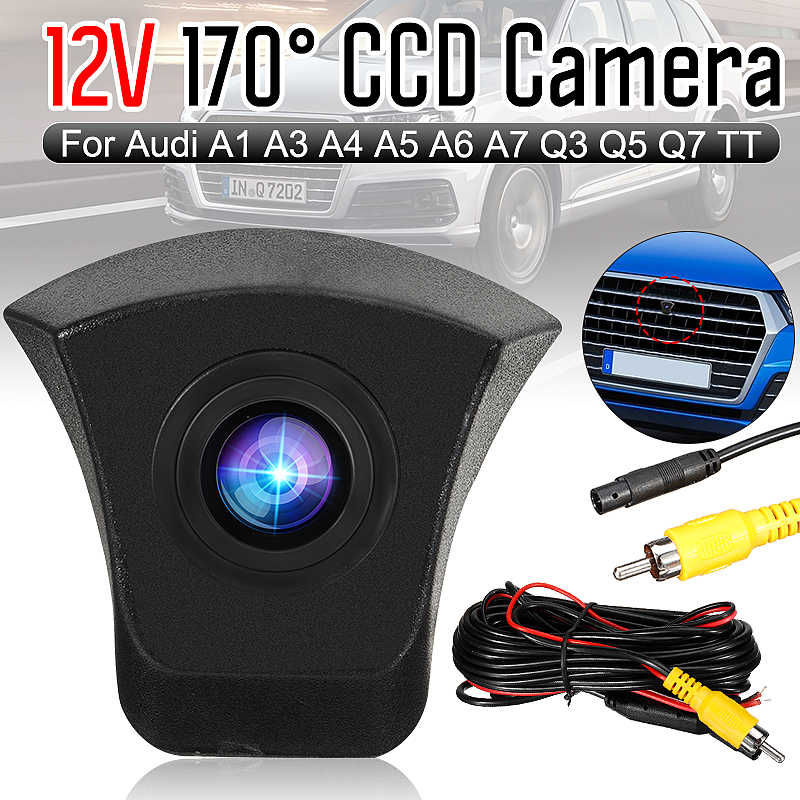 12V 170° CCD HD Car Front View Camera Front Sight Cam HD Display Water Proof Shockproof Telecamera For Audi A1 A3 A4 A5 A6 A7 Q3 Q5 Q7 TT