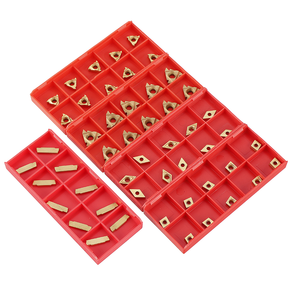 Drillpro CT-12 50pcs Carbide Inserts with 7pcs 12mm Shank Lathe Turning Tool Holder DCMT070204 CCMT060204 MGMN200