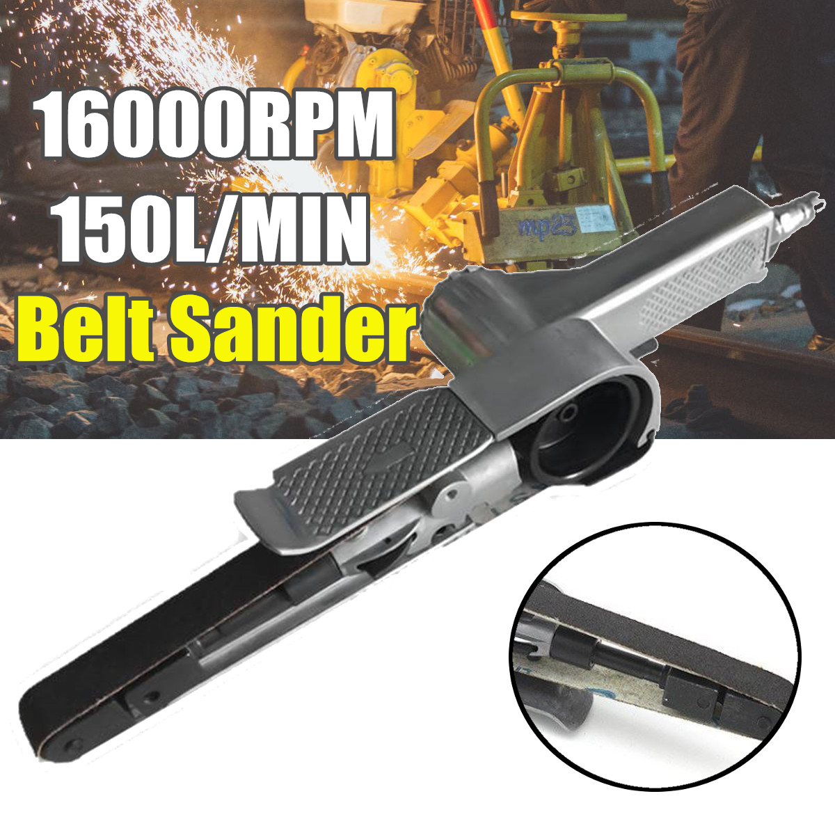 Idalinya Angle Grinder 10mm Air Belt Sander 16000rpm Pneumatic Polishing Grinding Machine Tools 