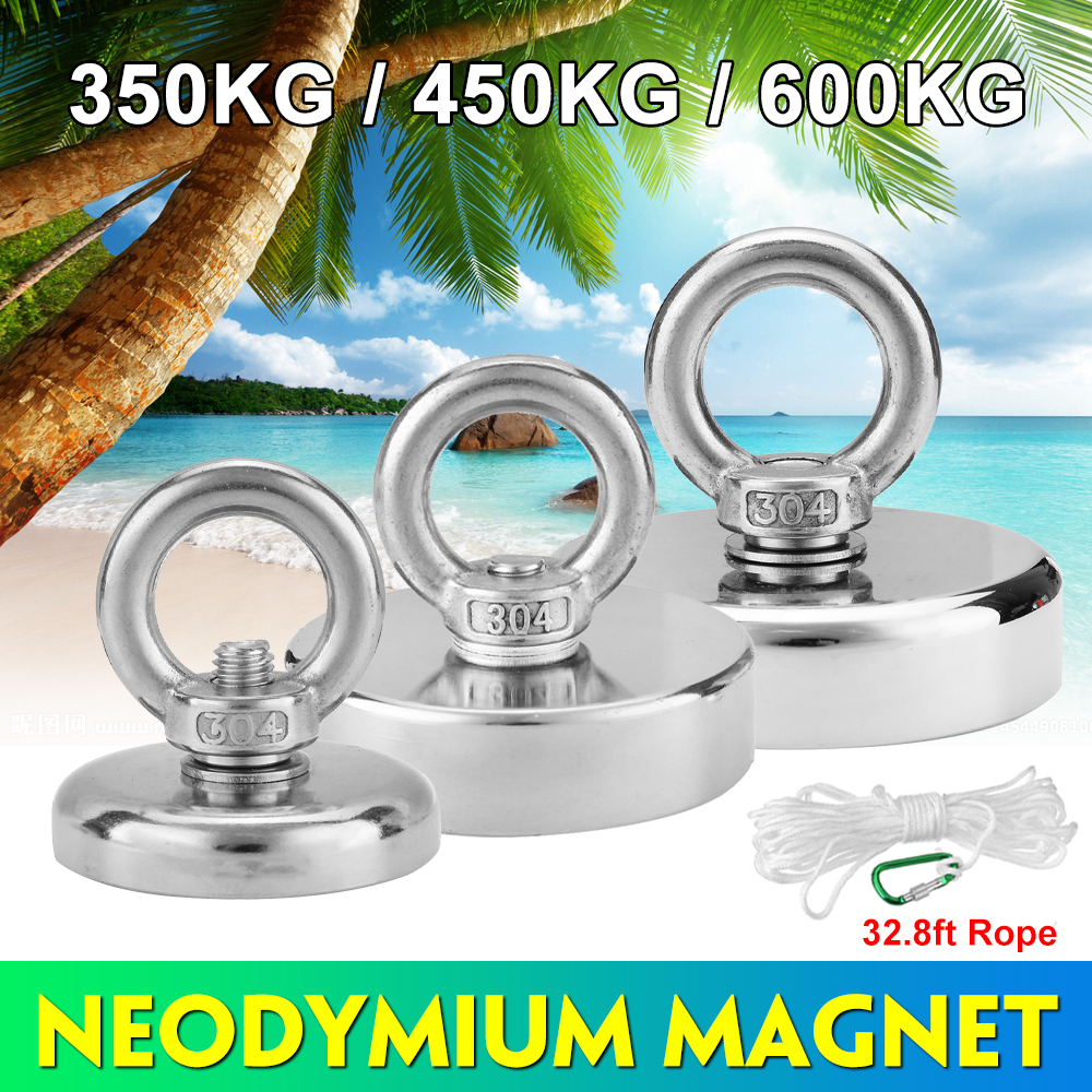 350KG/450KG/600KG Neodymium Magnet with 10m Rope for Detecting Metal Treasure