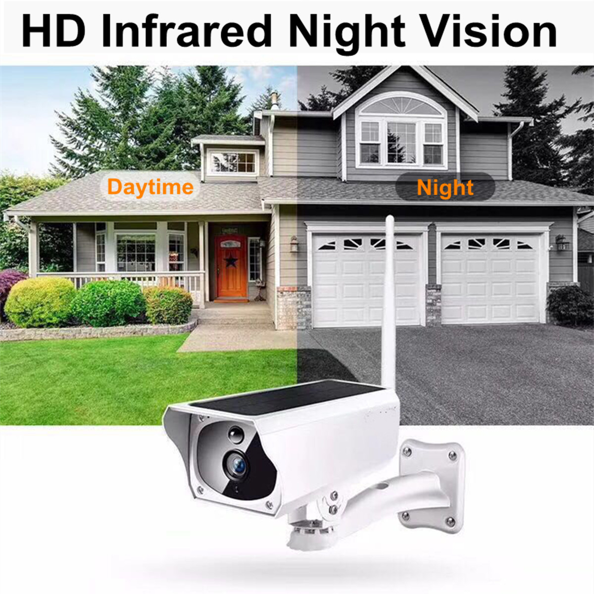 Solar Powered Wireless WIFI IP Camera 1080P HD Infrared Night Vision Waterproof Security Surveillance CCTV Dual Power Supply Long Standby 17