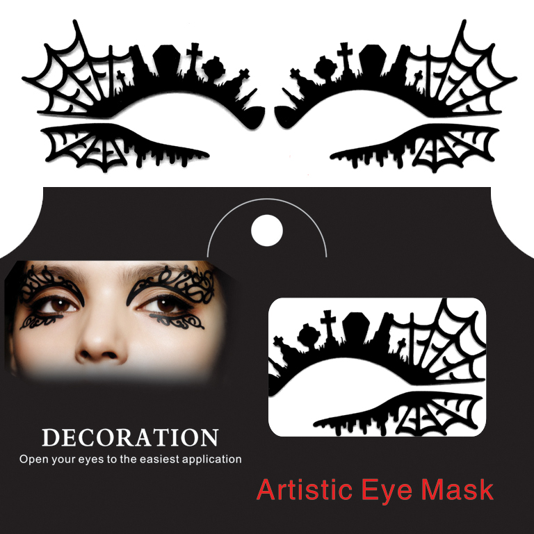 Tomb Cross Spider Web Halloween Eye Tattoo Sticker Squishy Lace Fretwork Papercut Masquerade