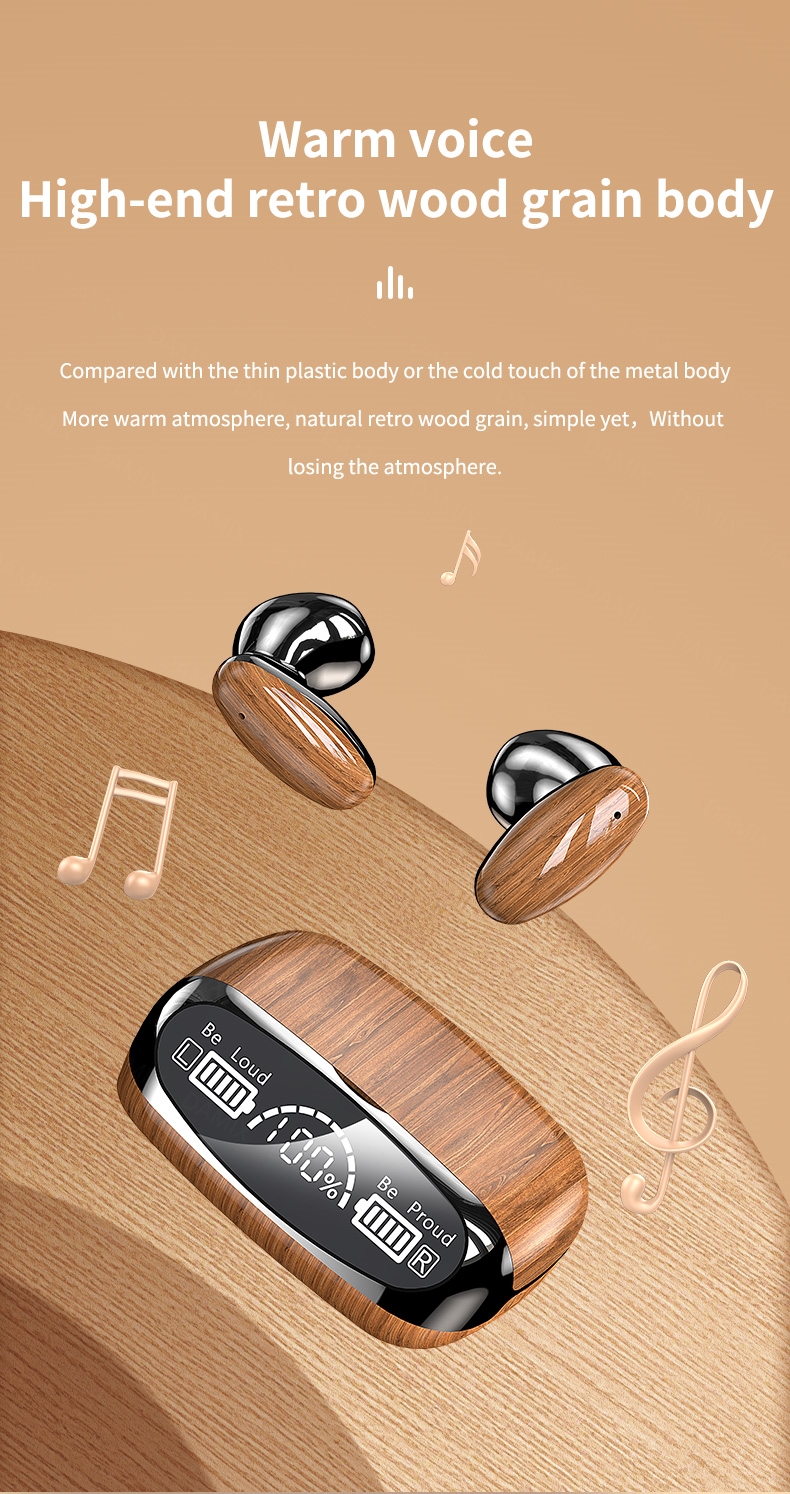 M35 Wireless Earphone bluetooth V5.2 HiFi Stereo 600mAh Mirror LED Battery Display IPX6 Waterproof HD Noise Canceling Calls Smart Touch  Fashion Earbuds