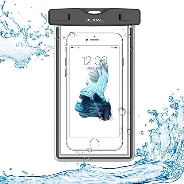 

USAMS IPX8 Waterproof Case Touch Screen Luminous Transparent Window Dry Bag for Cell Phone Under 6 inch