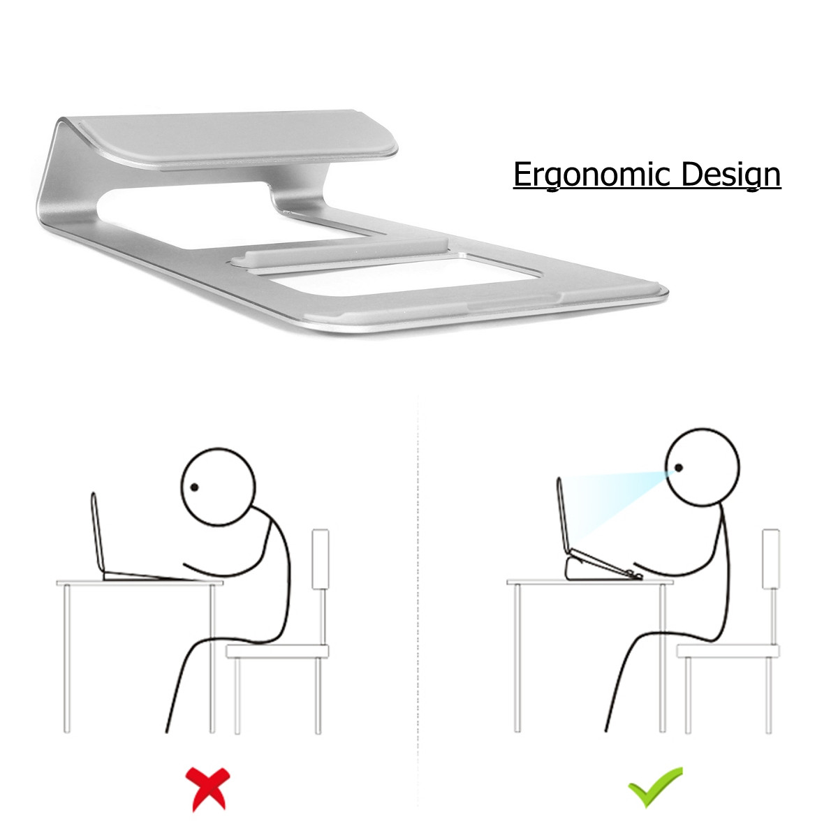 Universal Aluminum Alloy Heat Dissipation Laptop Stand Tablet Holder for Macbook iPad & iPhone 
