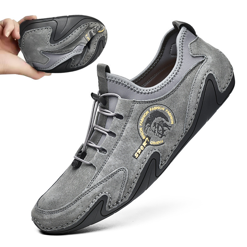 Sapatos casuais de couro para homens, confortáveis e respiráveis ao ar livre, tênis para corrida