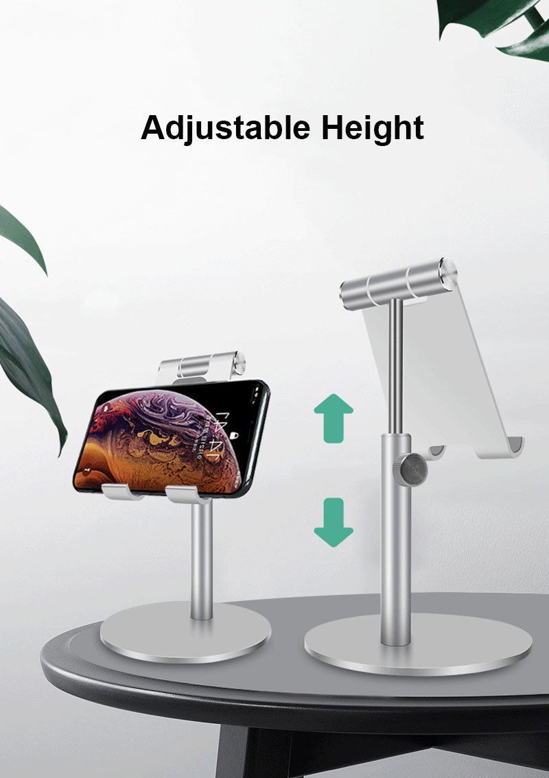 Bakeey Aluminum Alloy Height Adjustable 360 Degree Rotation Phone Holder Tablet Stand For 4-11 Inch Smart Phone Tablet