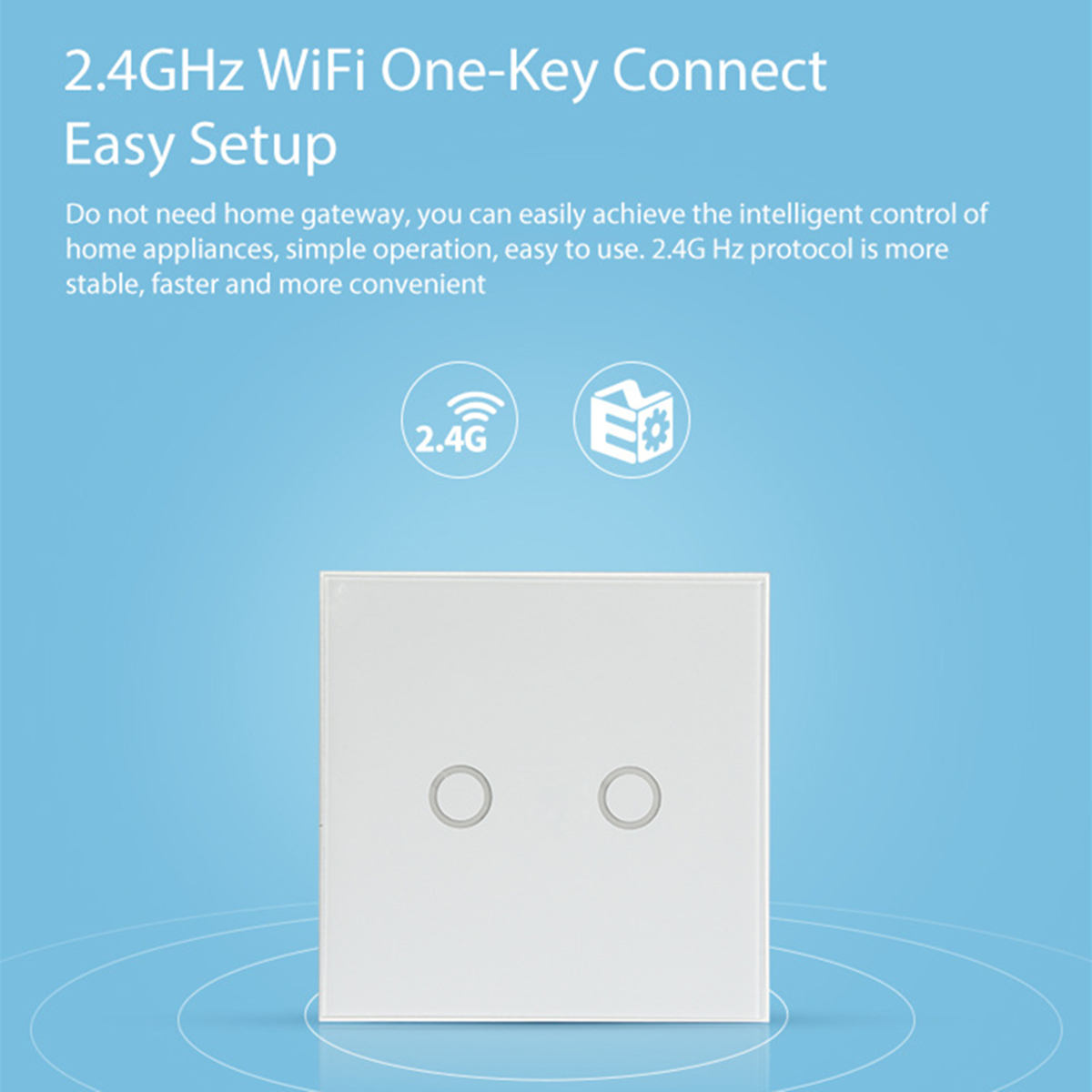 NEO WiFi On/Off Switch Light Switch 2Gang Wireless EU Light Control Smart Switch EU Remote Conrtol 