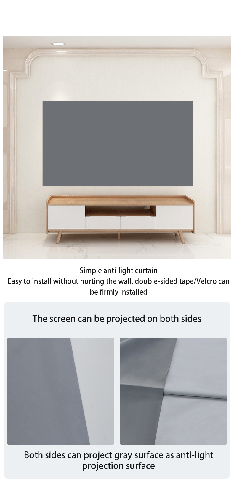 4K High-Definition Projector Screen 90-Inch 16:9 Metal Material Foldable Anti-light Curtain Simple Home Projector Portable Projector Screen