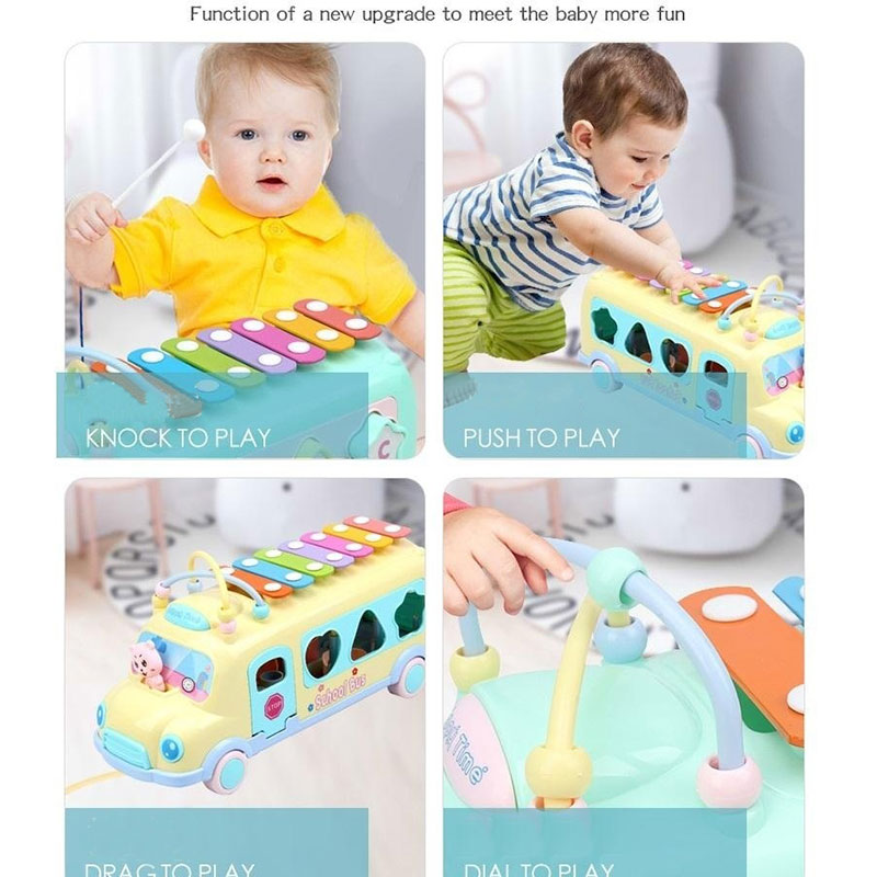 Baby Knock Beat Xylophone Educational Toy Bus Shape Toys Color Matching Bus Knocking Xylophone Kids Toy Parent-Child Activity Games - Photo: 5