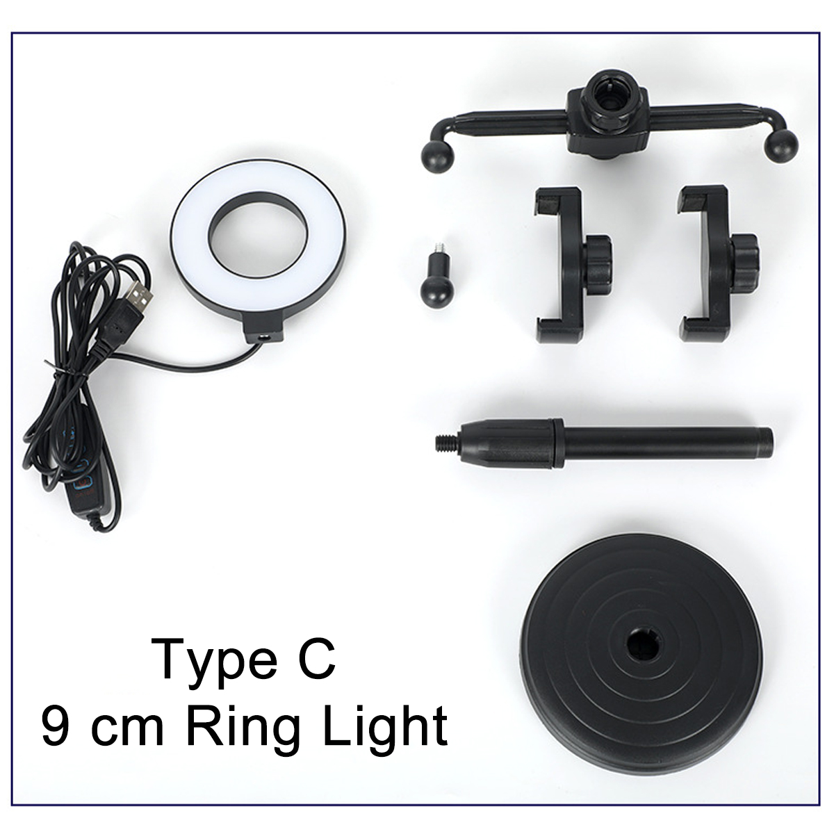 9/16 cm 3 Modes of Color Temperature Color Ring Fill Light with Dual Mobile Phone Holder YouTube Tiktok Vlog Makeup Live Broadcast Stand Bracket for POCO X3 F3