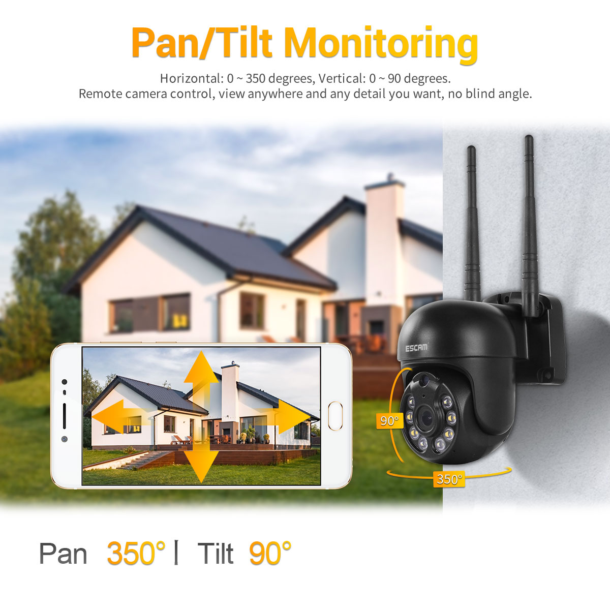 ESCAM WNK610 HD 3MP 1296P Wireless PTZ WIFI IP Camera AI Humanoid Motion Sensor Detection Auto Tracking Home Security Alarm Monitor