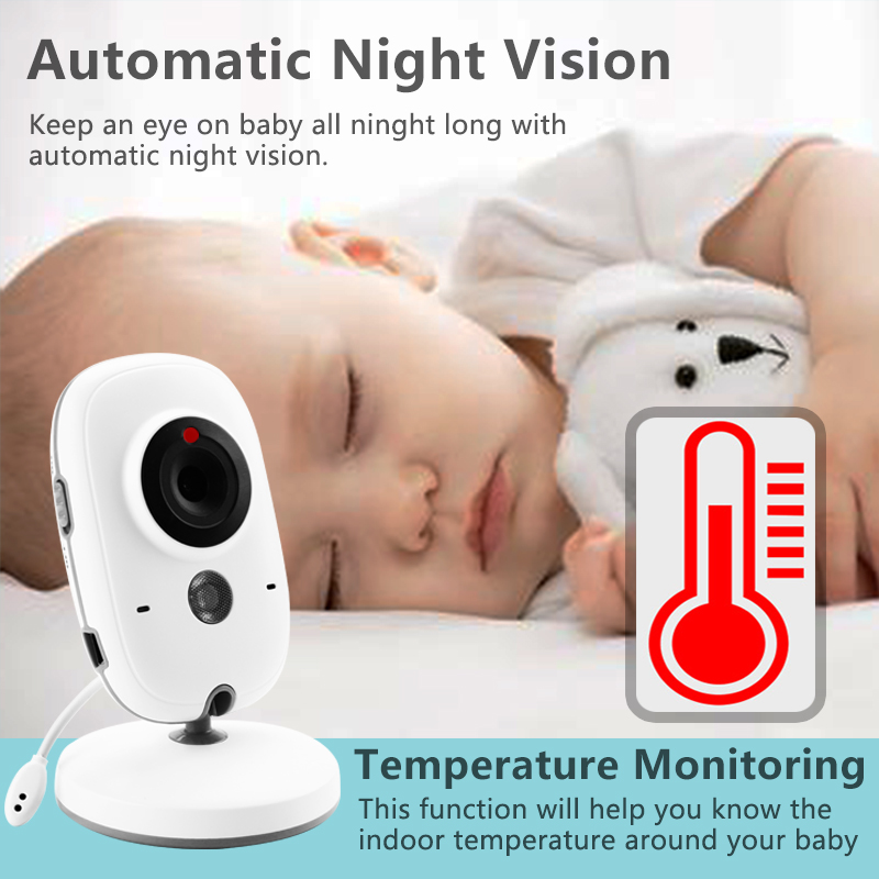 INQMEGA VB603 Wireless Video Baby Monitor 3.2 inch Baby Nanny Security Camera Night Vision Temperature Sleeping Monitor - EU Plug