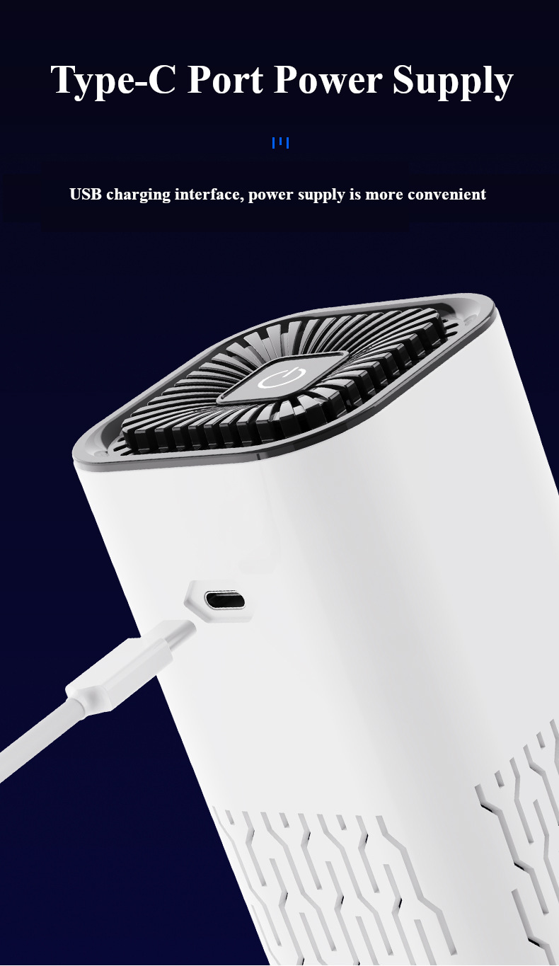 Car Air Purifier Small Portable Deodorization Desktop Office Low Noise HEPA Negative Ion Generator 360° Formaldehyde Purification