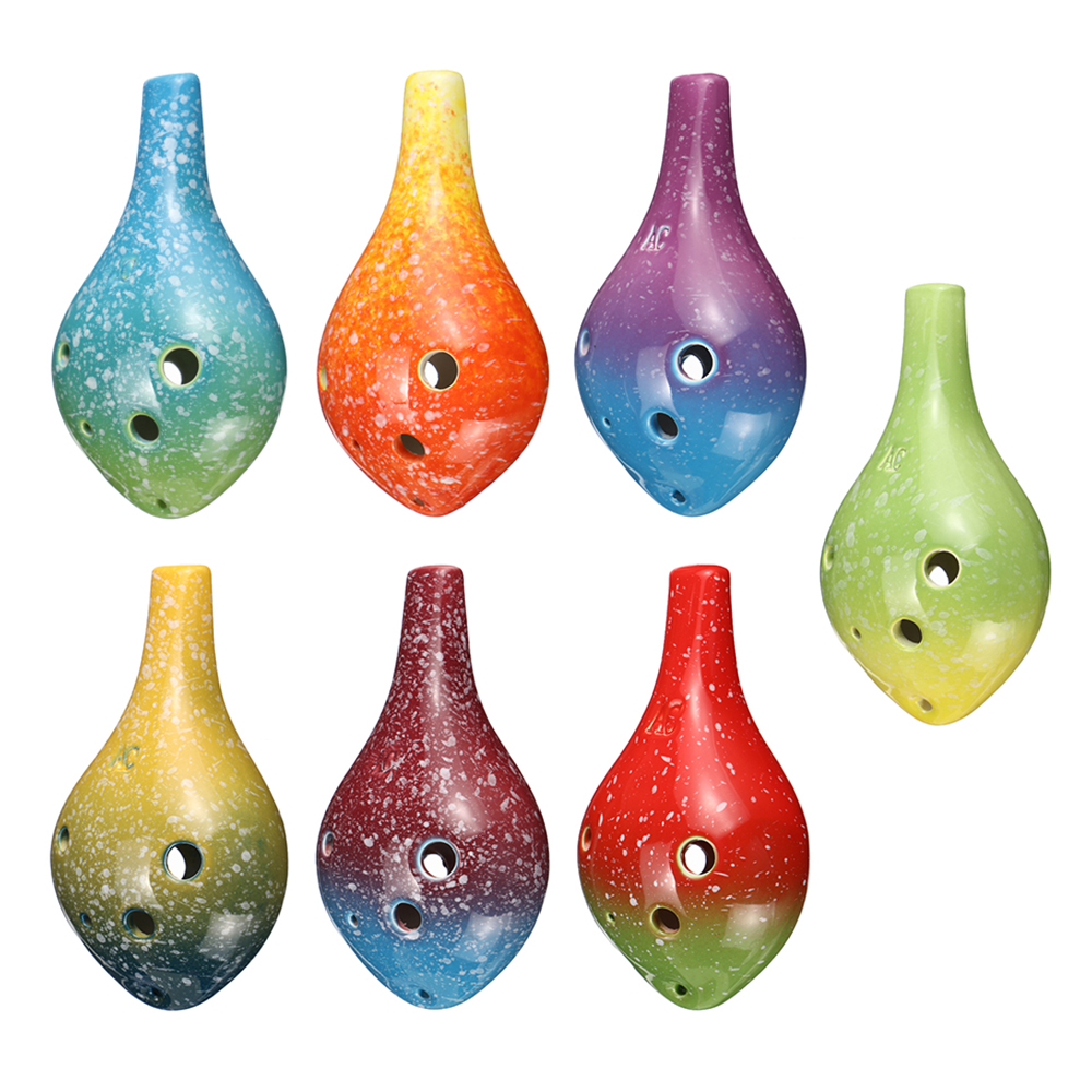 6 Holes Ceramic Ocarina Alto C Tone Bottle Style Musical Instrument with Lanyard Music Score For Music Lover and Learner