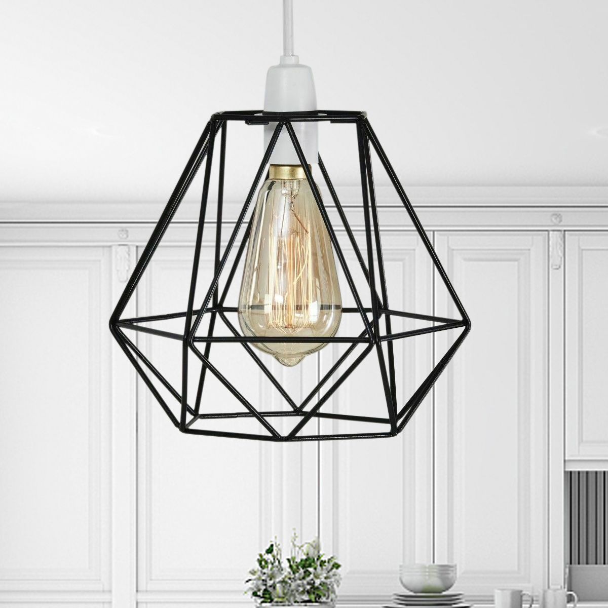 Geometric Wire Ceiling Pendant Light /Lampshade Metal Cage Kitchen Dining Cafe Without Bulb