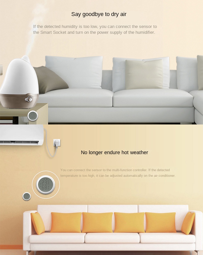 Tuya Smart Home ZigBe Temperature and Humidity Sensor Intelligent Detector Temperature and Humidity Sensor