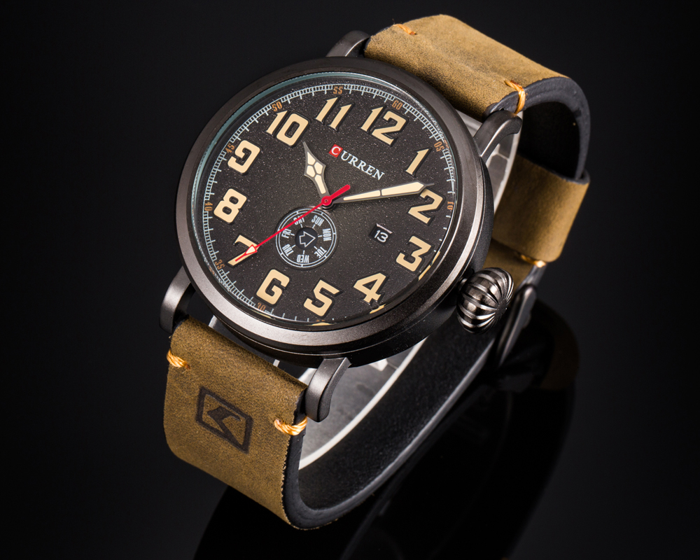 CURREN 8283 Calendar Casual Style Leather Men Wristwatch