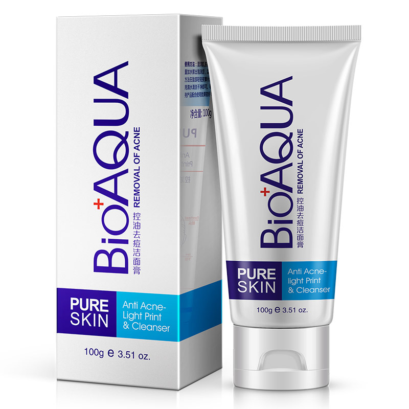 BIOAQUA Acne Remove Facial Cleaner Oil Control Face Washing Pores Deep Cleansing Moisturizing