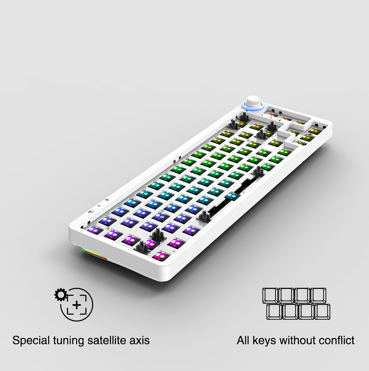 GAMAKAY LK67 Keyboard Customized Kit 67 Keys RGB Hot Swappable 3pin/5pin Switch 65% Programmable Triple Mode Wired bluetooth 5.0 2.4GHz Keyboard Kit NKRO PCB Mounting Plate Case with Rotate Button Custom Keyboard
