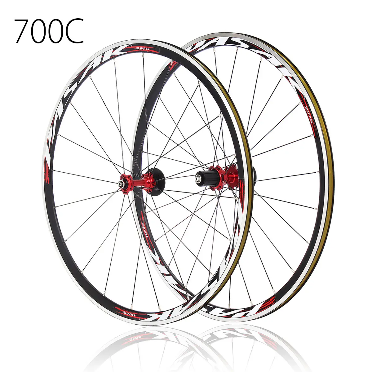 PASAK 700C Ultra Light Road Bike Wheel Front Rear Wheelset Aluminum Rim Deep C/V 