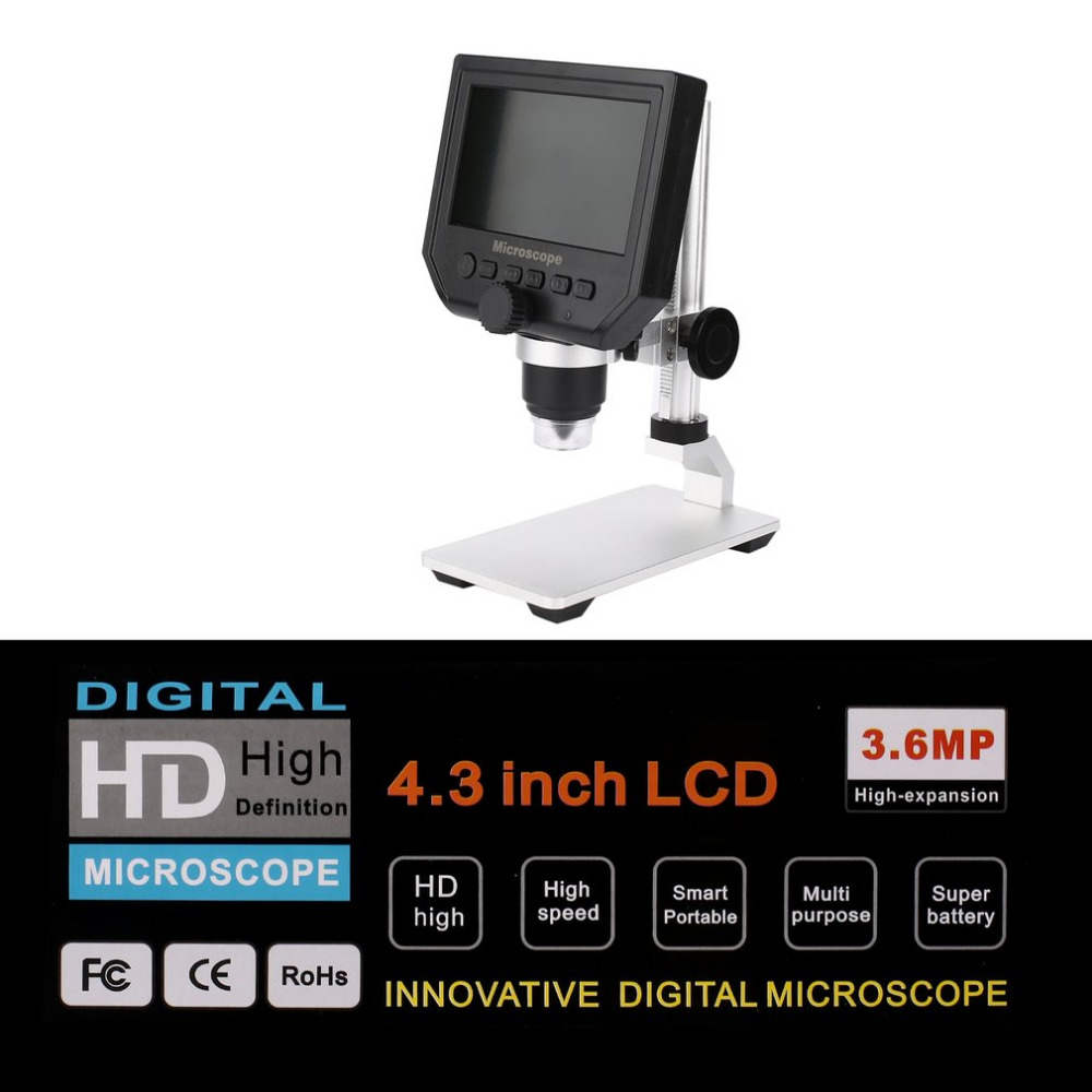 Mustool G600 Digital 1-600X 3.6MP 4.3inch HD LCD Display Microscope Continuous Magnifier with Aluminum Alloy Stand Upgrade Version 12