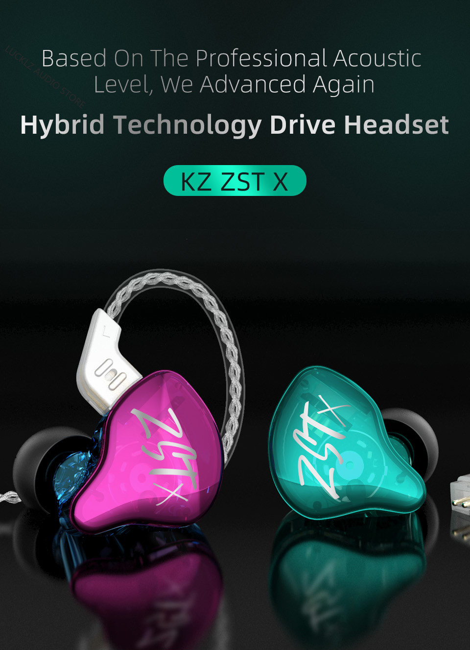 KZ ZSTx HiFi Earphone 3.5mm Jack Earbuds Balanced Armature Dynamic Drivers In-ear Bass Earphone Headphone for iPhone Laptop Computer