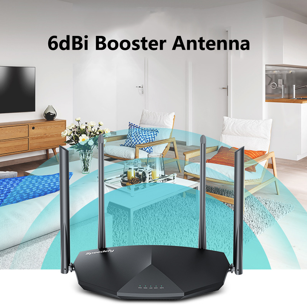 Speedefy AC2100 Dual Band High Speed Wireless WiFi Router 2.4GHz&5GHz Up to 35 Devices 2000 sq.ft Coverage 4X4 MU-MIMO for Streaming & Gaming
