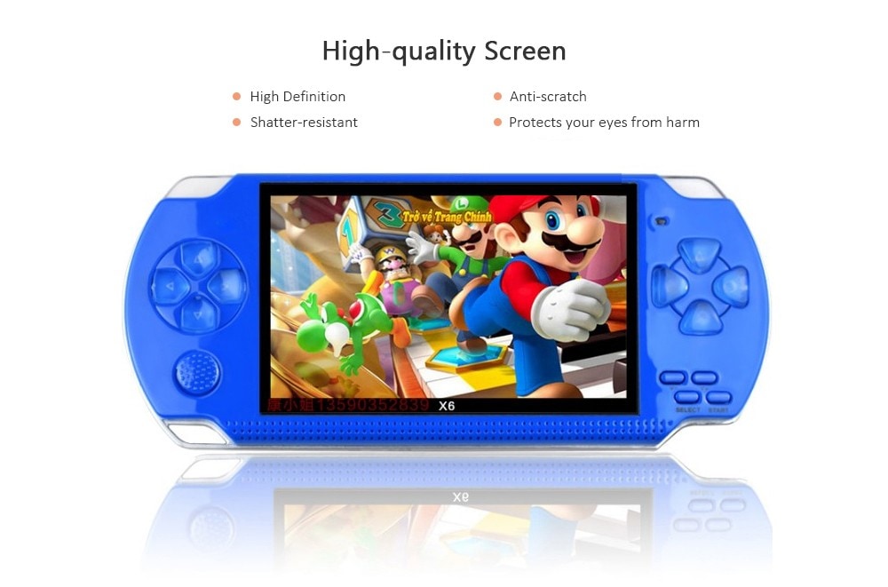 X6 8GB 10000+ Games 4.3 inch High Definition Retro Handheld Video Game Console Game Player for GBA NES GBC GB SFC MD