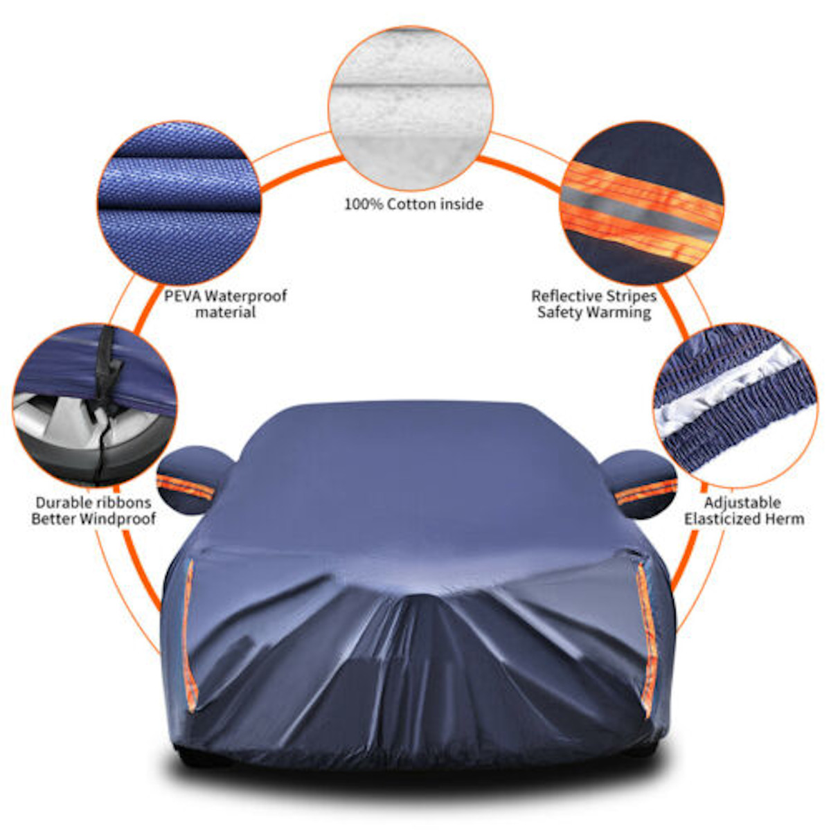 L 4.7x1.75x1.5M Three Box Car Universal Full Car Cover Waterproof Dustproof UV Resistant Stripes For Sedan