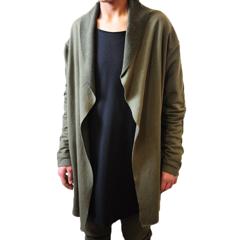 

Mens Solid Color Long Turn Down Collar Cardigans