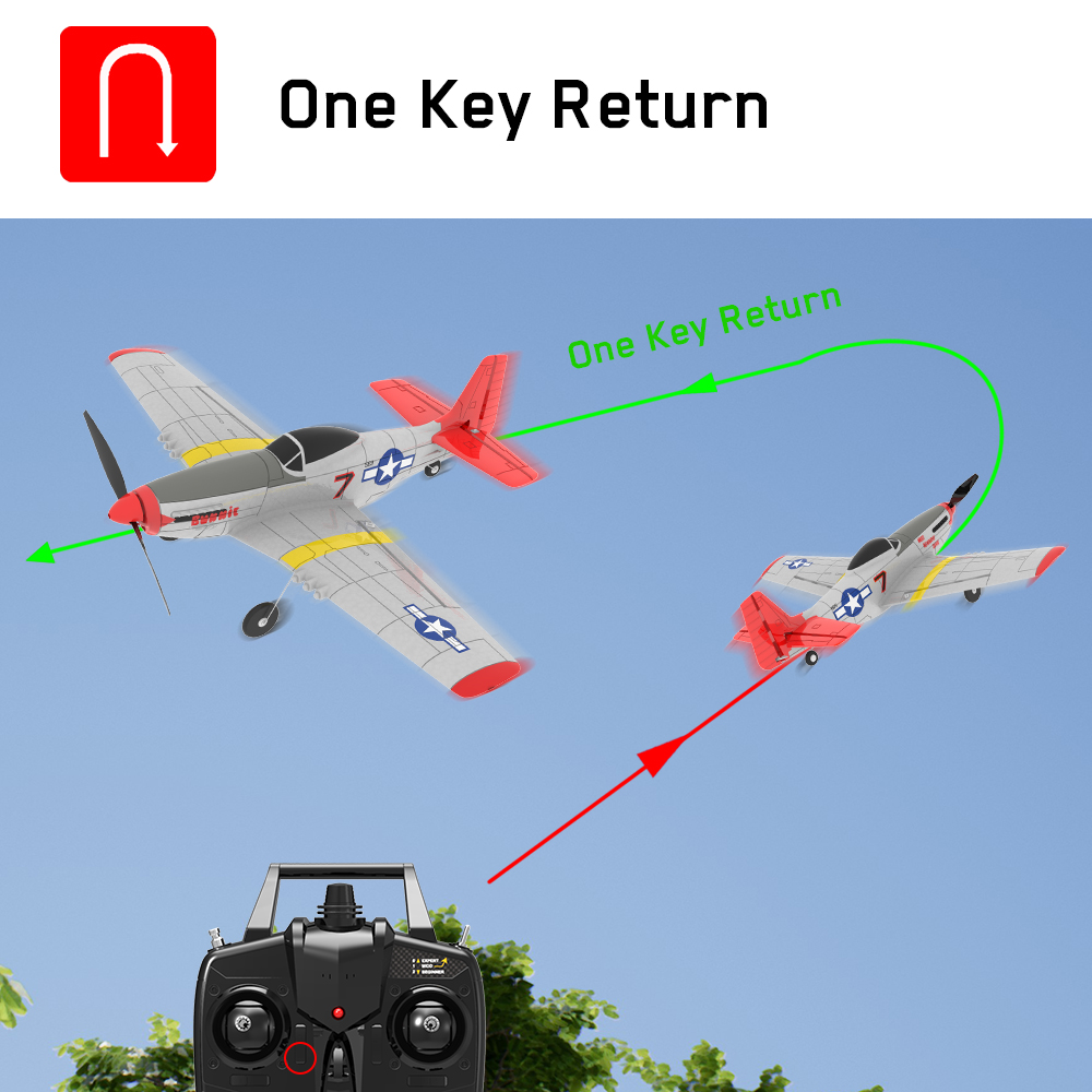 Limited Promo Eachine Mini Mustang P-51D EPP 400mm Wingspan 2.4G 6-Axis Gyro RC Airplane Trainer Fixed Wing RTF One Key Return for Beginner - Photo: 3