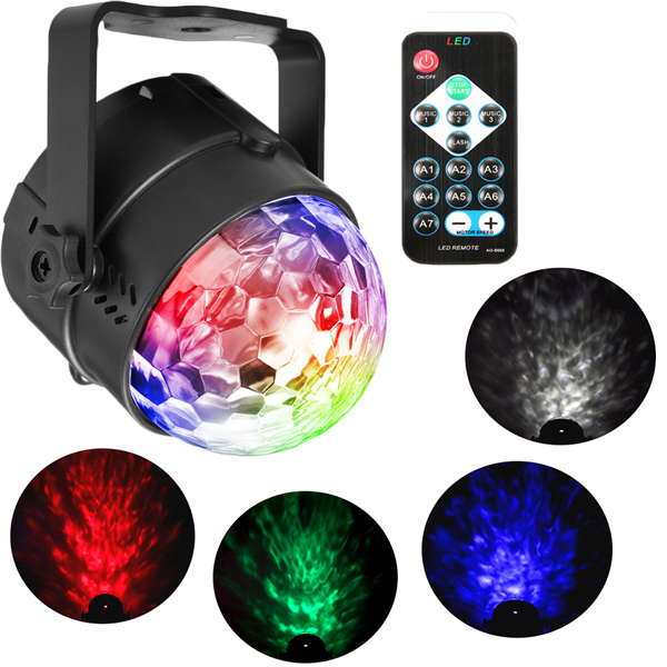 

SOLMORE RGBW Remote Control LED Stage Light Sound Activated Magic Ball Waterwave Lamp AC100-240V