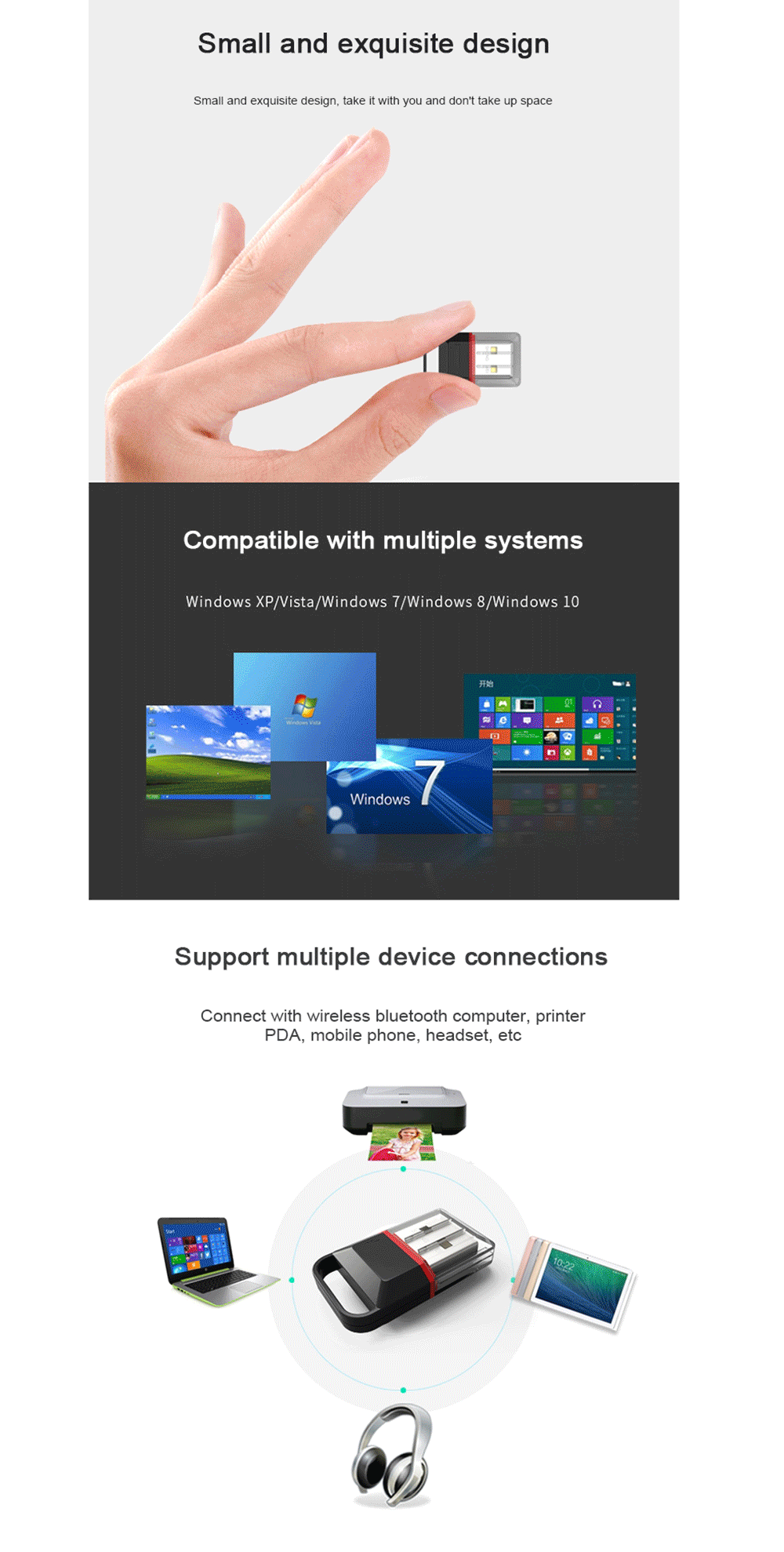 USB bluetooth4.0 Adapter Receiver Transmitter USB Dongle Supports Win8 for Mobile Phone Computer Headset Audio Shengwei UDC-324
