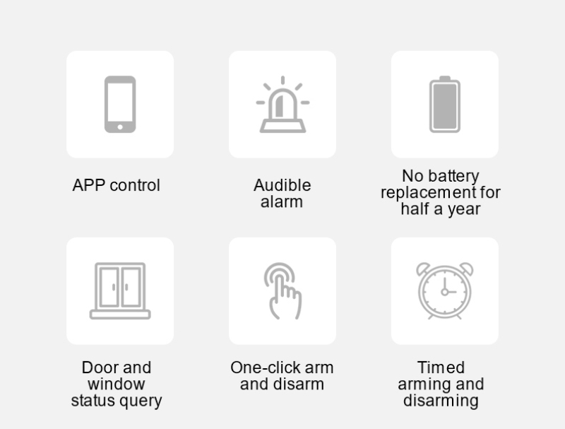 AW301 Tuya WiFi Smart Door and Window Detector Sound Light Alarm Remote APP Notifications Push Scheduled Arming Disarming Household Anti-theft Device