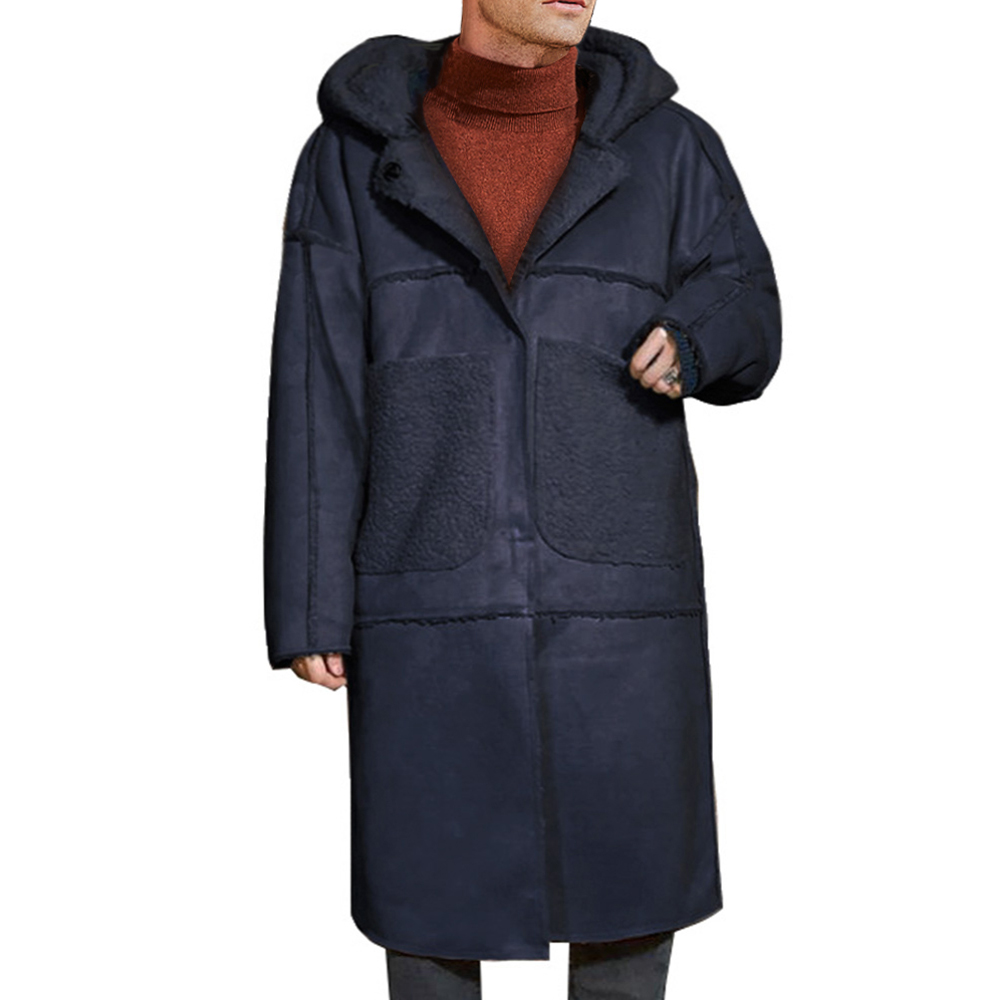

ChArmkpR Mens Mid Long Hooded Fleece Folyester Suede Jacket