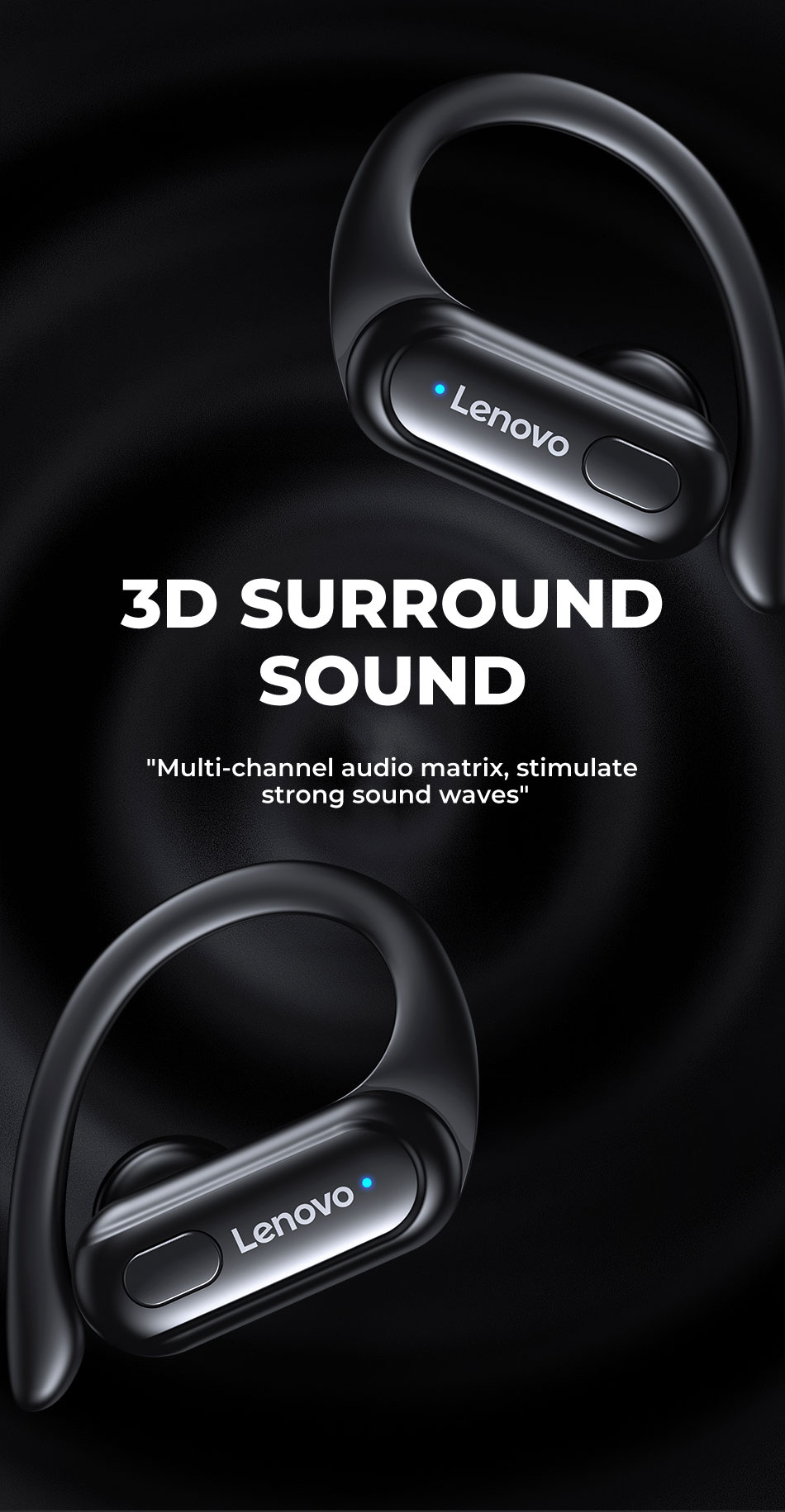 Lenovo XT60 TWS Earbuds bluetooth 5.3 Earphone LCD Power Display Calls Noise Reduction IPX5 Waterproof Sport Earhooks Headphones with Mic