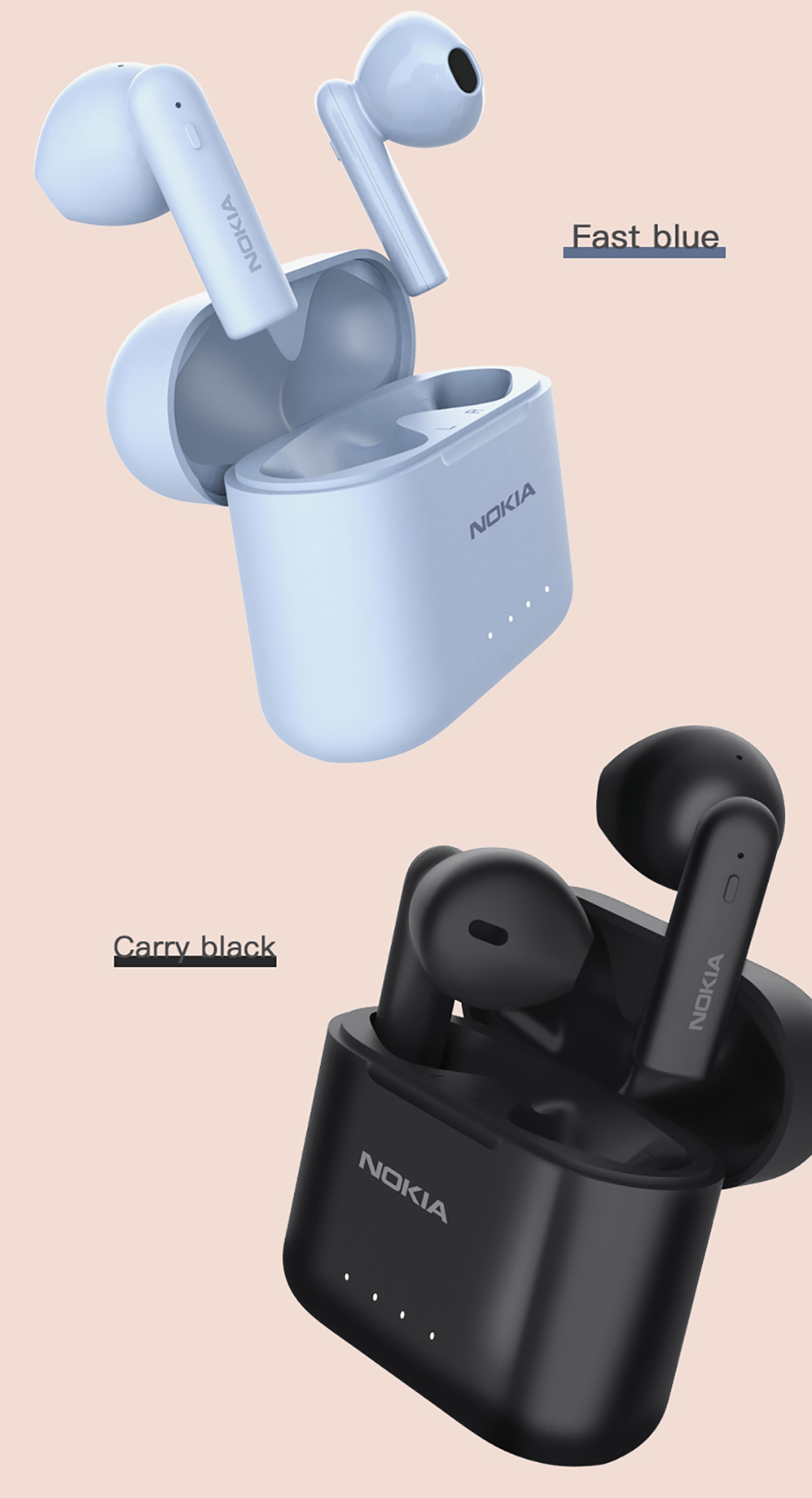 Nokia E3101 TWS bluetooth 5.1 Wireless Earphone ENC Noise Cancelling 13mm Dynamic Earbuds Stero Low Latency Headphones Headset