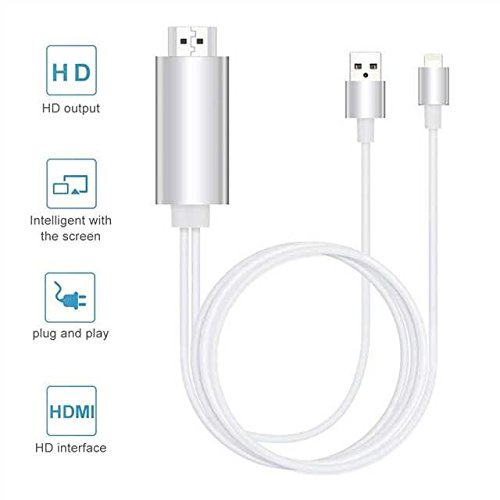 iP Port/USB to 4K HD Display Port Cable for iPhone/for iPad/for iPod Audio/Video/Files Transfer to Display/Projector/TV with HDMI Port