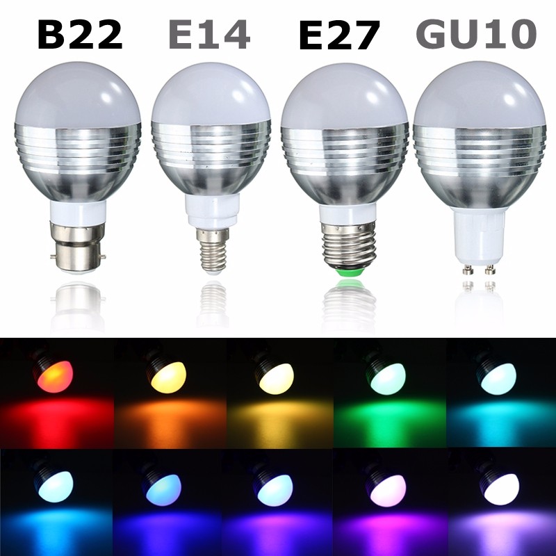 E27/B22/GU10/E14 9W RGBW LED Light Color Changing Lamp Bulb + Remote AC 85-265V 