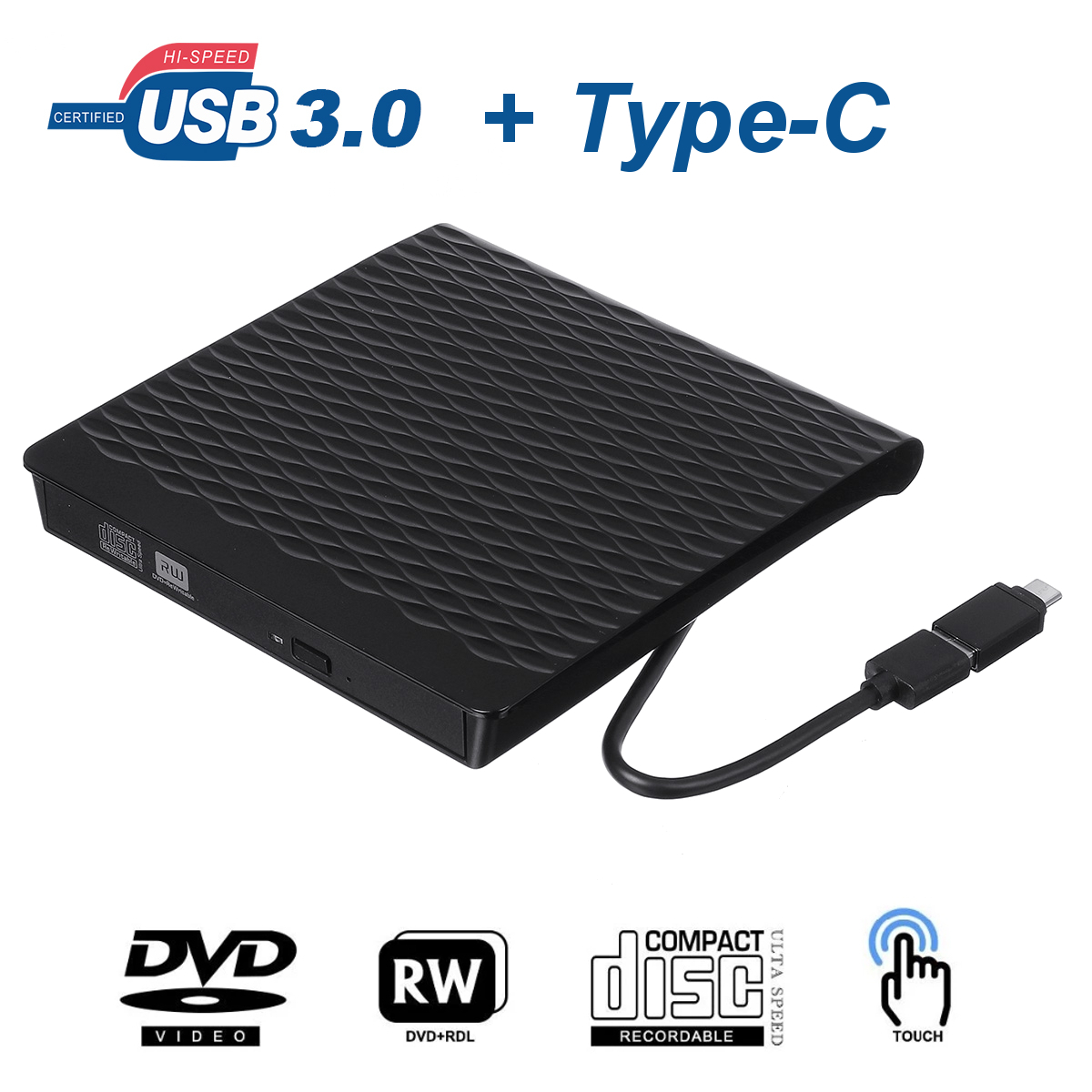 External DVD Drive High Speed USB 3.0 CD DVD Drive For Laptop Desktop Portable Slim CD DVD +/-RW Burner Player Writer Rewriter