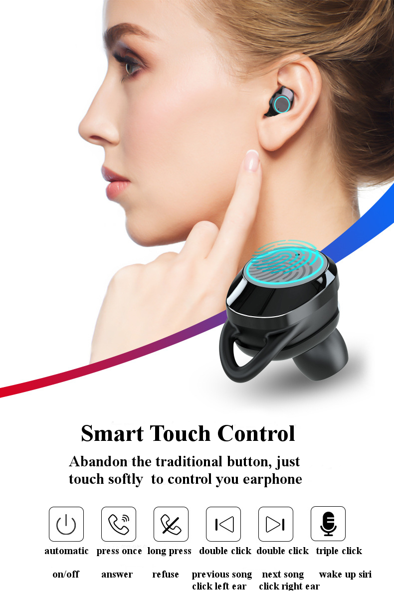 Touch Control True wireless Bluetooth 5.0 Earphone Mini HiFi Stereo IPX6 Waterproof Headphone 22