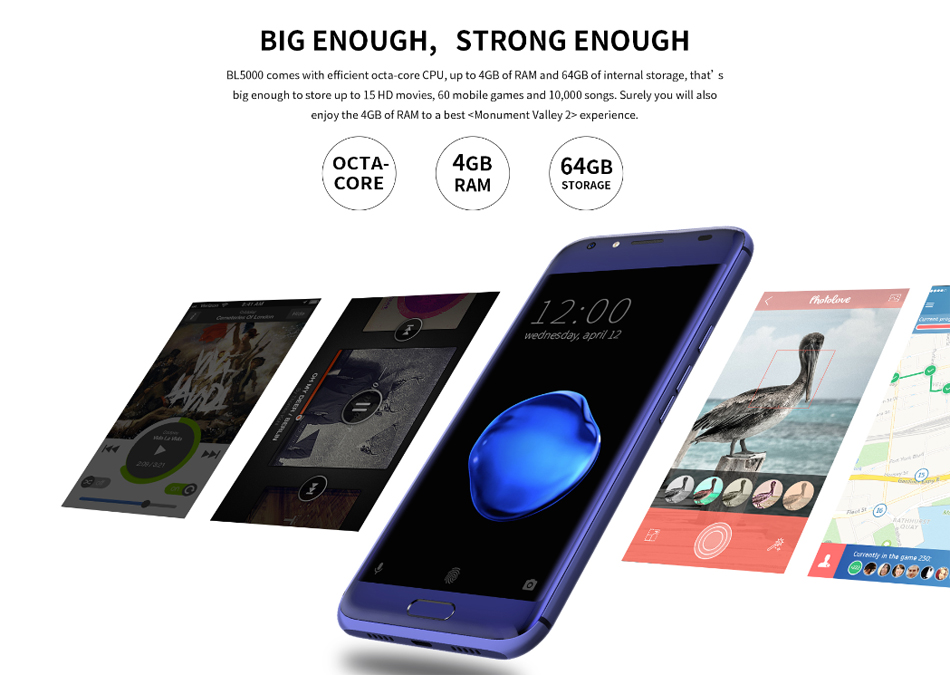 DOOGEE BL5000 5.5 Inch FHD Android 7.0 4GB RAM 64GB ROM MT6750T Octa-Core 1.5GHz 5050mAh Big Battery 4G Smartphone