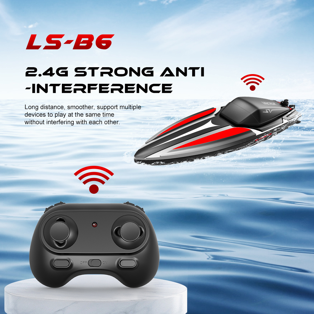 LSRC B6 2.4G RC Boat High Speed Racing Rowing Waterproof Rechargeable Vehicles Models Electric Radio Remote Control Boat Toys Boys Children Gift