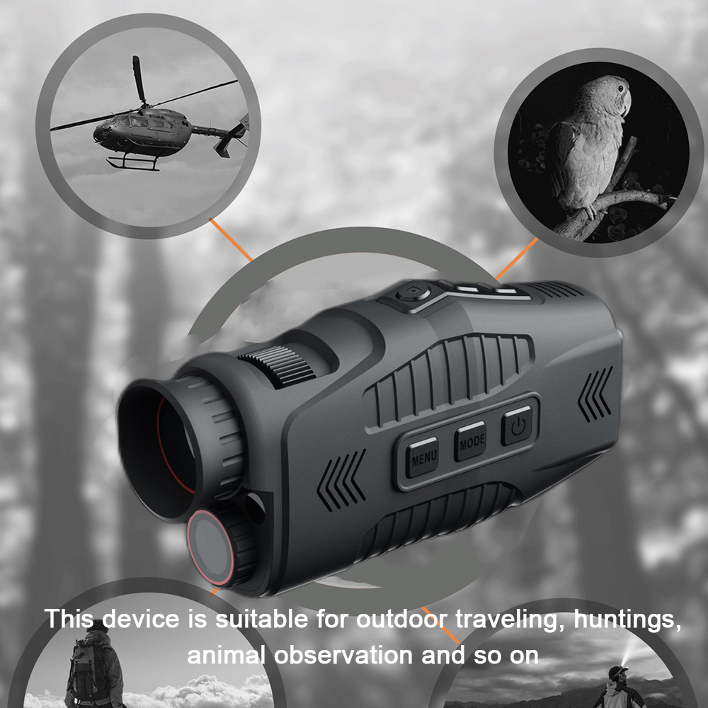 R11 5X Digital Zoom Monocular 1080P HD Infrared Night-Visions Device Day Night Dual Use 7 Level Infrared Light IP54 Waterproof 300M Full Dark Viewing Distance Outdoor Hunting Nightvision Monocular
