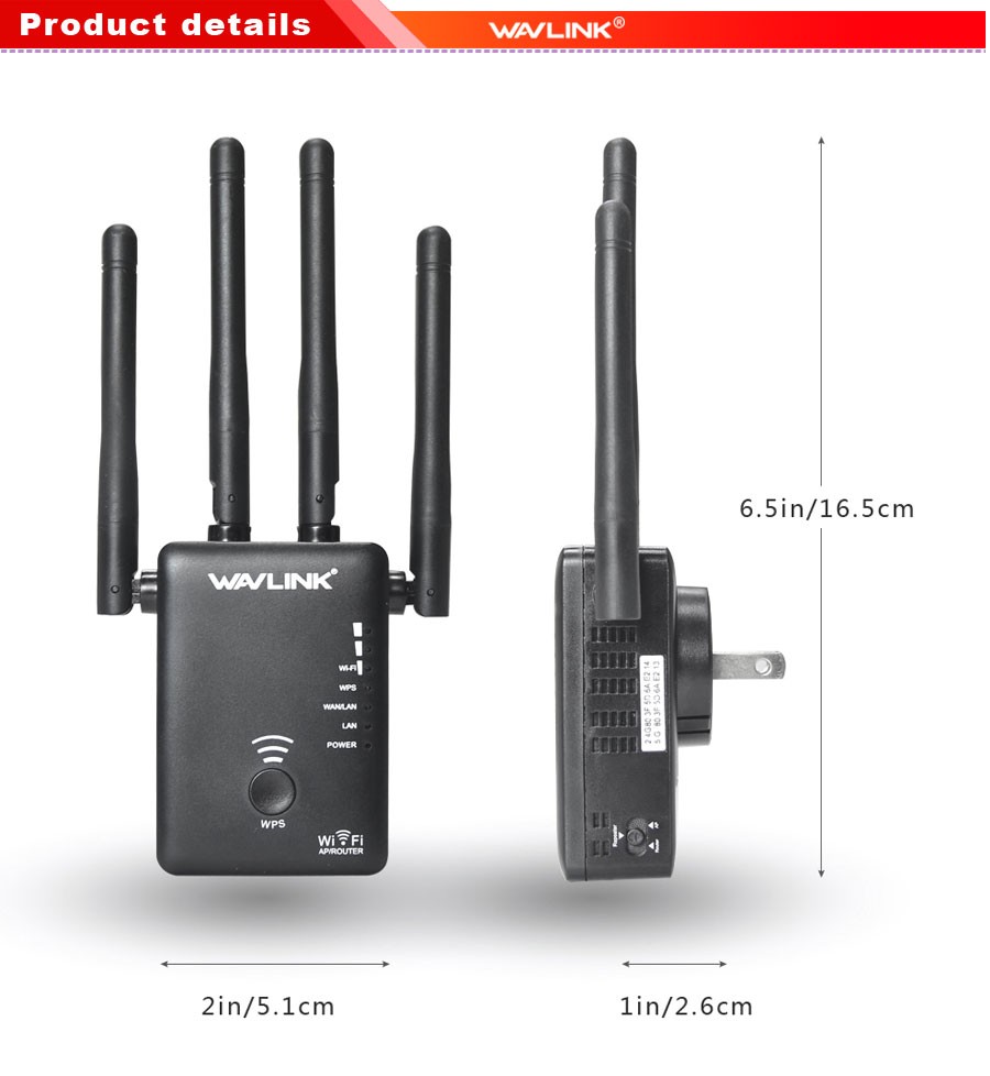 Wavlink AC1200 1200Mbps Dual Band 4x3dBi External Antennas Wireless WIFI Repeater Router 40