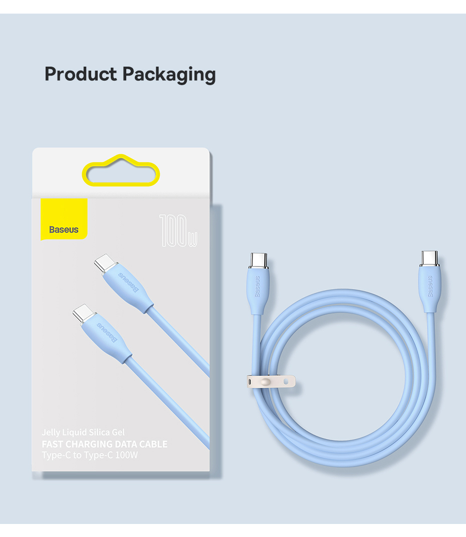 Baseus 100W USB-C to USB-C Cable PD3.0 Power Delivery QC4.0 Fast Charging Data Transmission Cord Line 1.2m long For DOOGEE S88 Pro For OnePlus 9Pro For Xiaomi MI11 For Redmi K30 Pro For Samsung Galaxy S21 5G