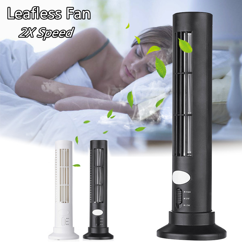 Portable Mini USB Leafless Tower Fan Ultra-quiet Desk Cooling Fan Purifier For Home Computer Office 15
