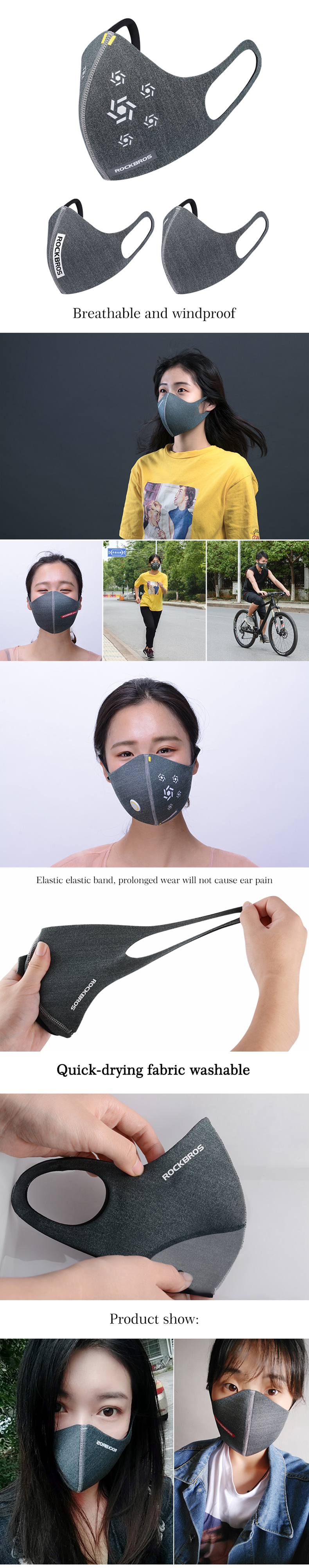 ROCKBROS Sport Outdoor Bike Ciclismo respirável Waterproof PM 2.5 Proteção Máscara Anti Dust Velo Máscara