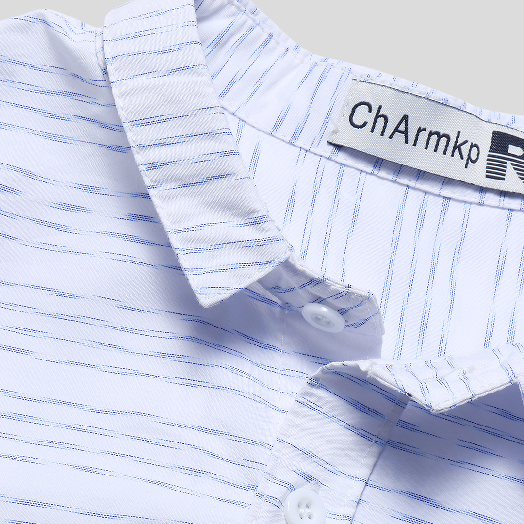 New ChArmkpR Men Horizontal Pinstripe Half Sleeve Shirts – Chile Shop